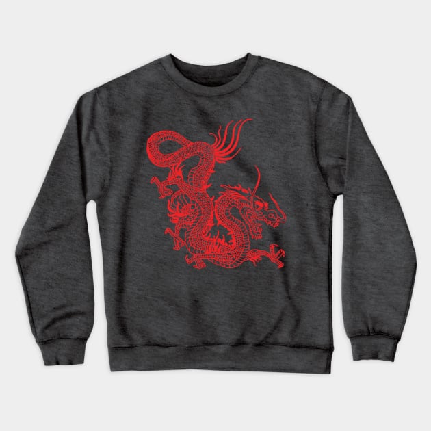 Red Chinese Dragon Crewneck Sweatshirt by EddieBalevo